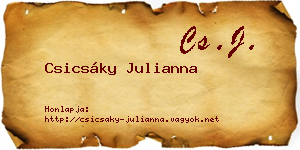 Csicsáky Julianna névjegykártya