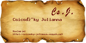 Csicsáky Julianna névjegykártya